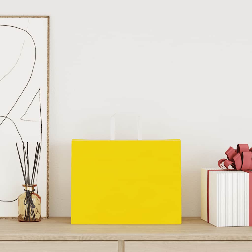 Paper Carrier Bags 50 Pcs with Handles Yellow 32x17x25 Cm