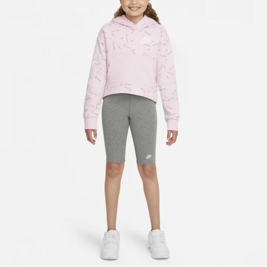 Nike Kids Logo Print Sports Casual Long Sleeve Hoodie Kids Hoodies Pink DD7377-663