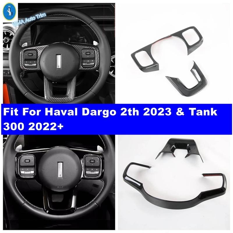 ABS Auto Steering Wheel Decoration Frame Cover Trim For Haval Dargo 2th 2024 / Tank 300 Carbon Fiber Accessories