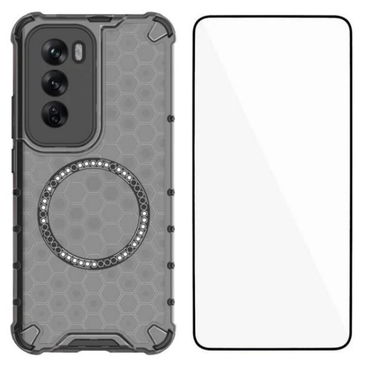 

Для Oppo Reno12 5G (Глобальний) Чохол сумісний з MagSafe WANLONFENG FC Series Чохол для телефону з ТПУ+ПК із загартованим склом Black