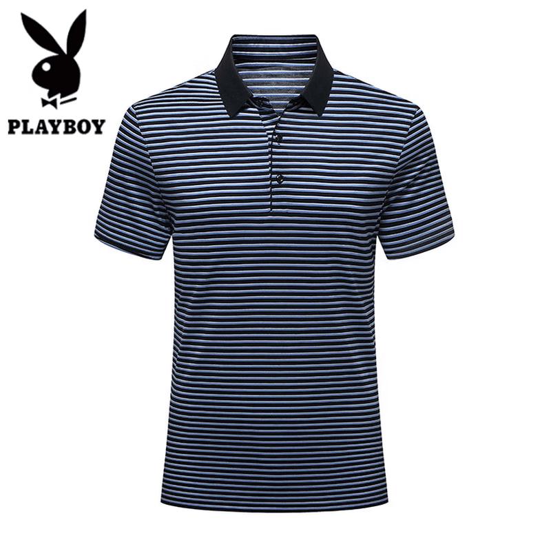 PLAYBOY Men s Striped Silk Blend Polo Shirt 110