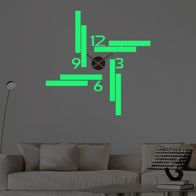 Personalisierte Leuchtende DIY Wanduhr, Kunstuhr für Eingang und Arbeitszimmer, Bohrfreie Uhr, Nordische Leise 3D Wandstickeruhr
