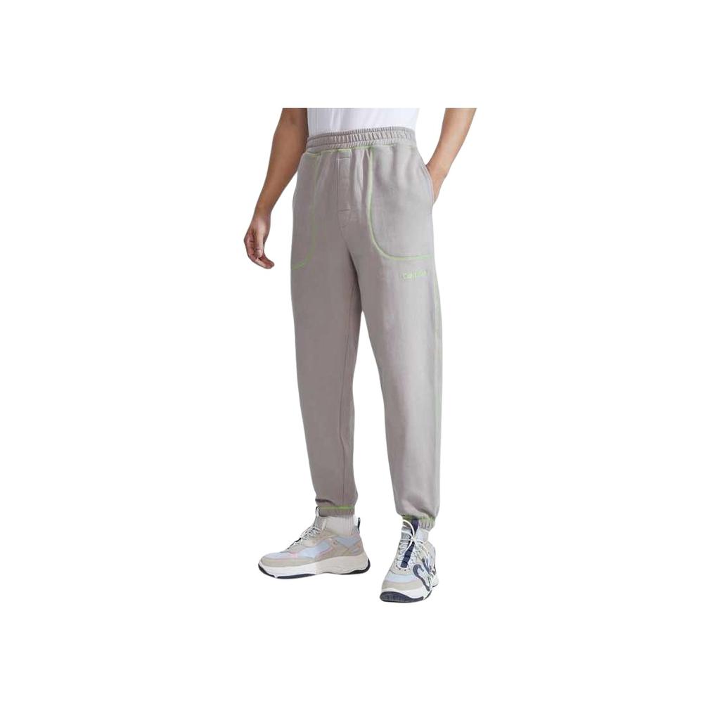 Calvin Klein Color Block Embroidered Letter Loose Casual Pants Men Bottoms Gray Brown NM2459-PET
