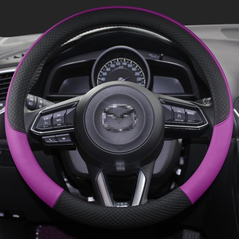 DERMAY PU Leather Sport Car Steering Wheel Cover for Mazda CX-3 CX-4 CX-5 CX-7 CX-9 Anti-Slip Funda Volante Auto Accessories