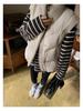 Autumn/Winter Japanese Style Color Block Stripe Loose Fit Round Neck Top