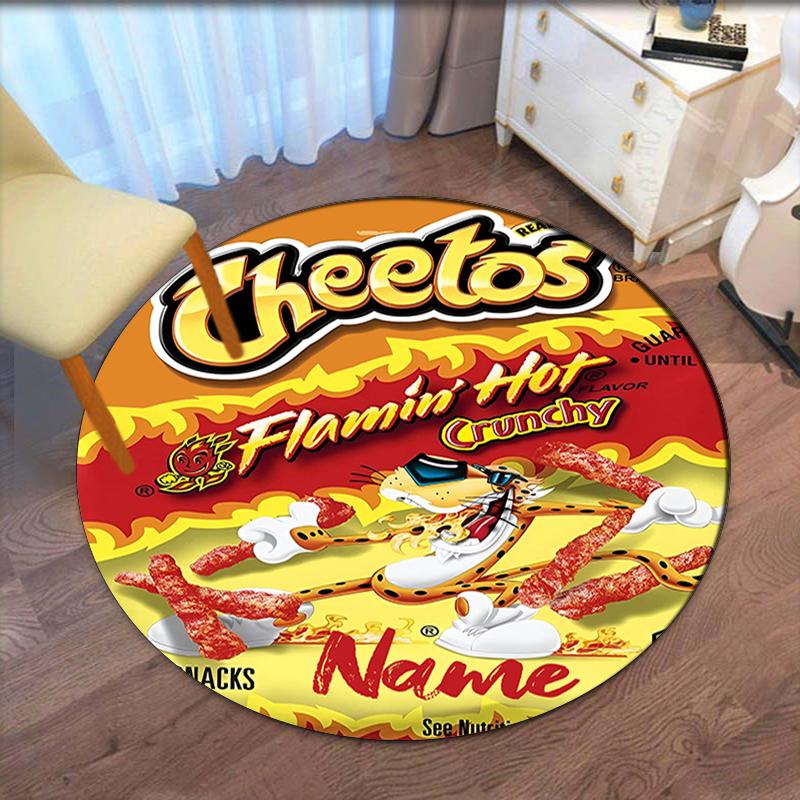 Custom Name Cheetos Printed Round Rug Carpet Chair Rug Area Rug Entryway Doormats,for Office Chair Living Room Bedroom Kitchen Room.