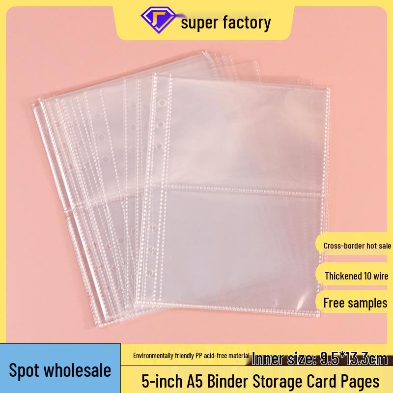 A5 Transparent 2-Taschen-Kartenhalter: Spiel- & Polaroid-Foto-Aufbewahrungsordner mit 6-fach gelochten Nachfüllseiten