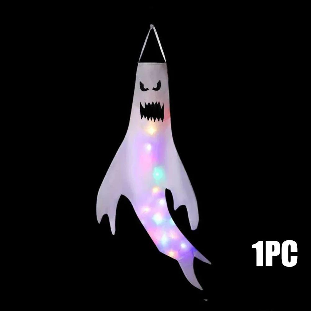 1-4PCS Halloween LED Floating Ghost Decoration Hanging Glowing Figure Prop for Outdoor Yard Haunted House Party Scene Use