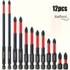 Magnetic Non-Slip Drill Bit Set 3/6/12 Pieces, S2 Steel, Crosshead and Impact Drill Bits, Suitable for Electric and Hand Drivers