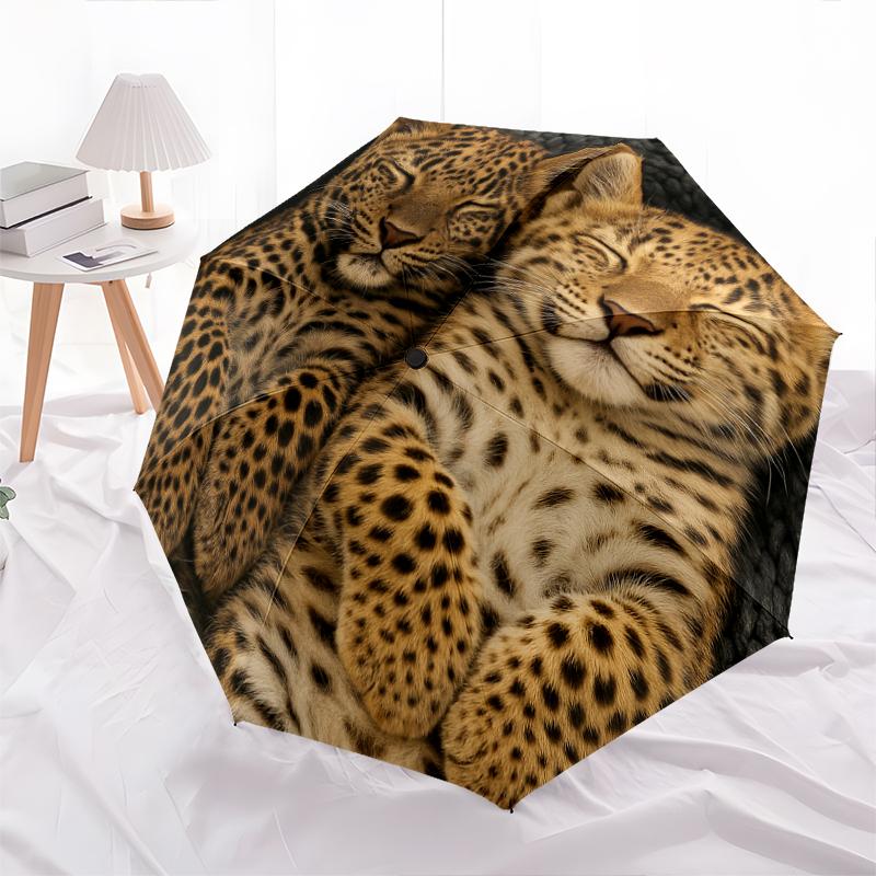 1 st Automatiskt Fällbart Paraply - Tecknat Mönster, Bärbar & Vikbar Design med 8 Ribbor, Jul- Födelsedagspresenter