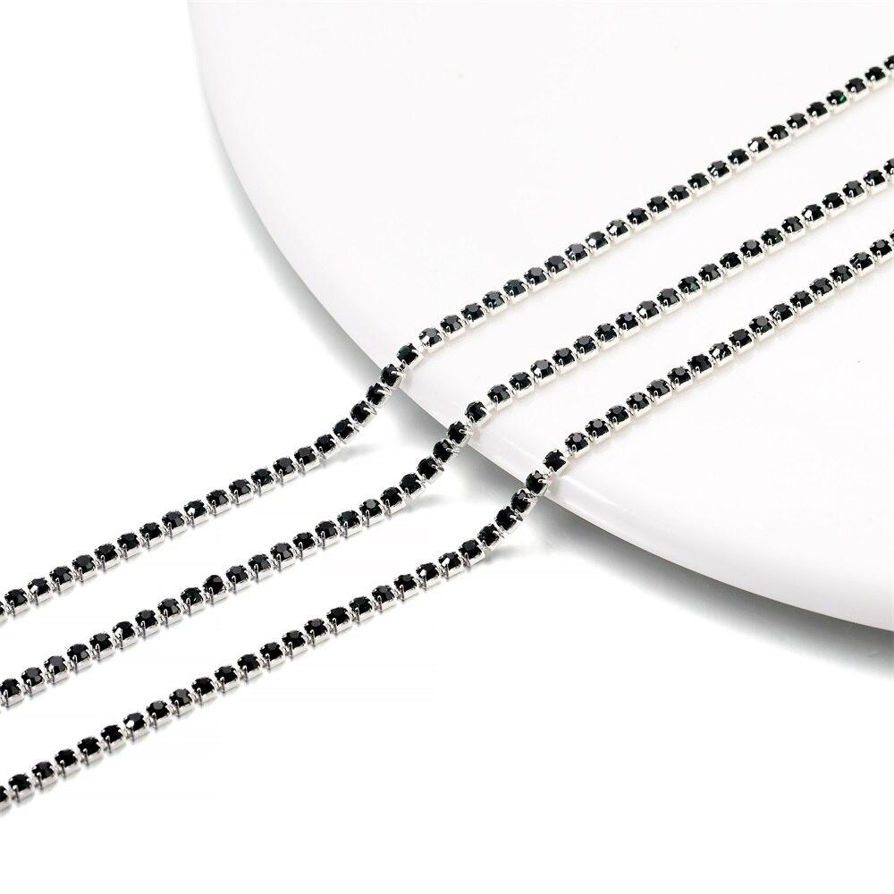 

1-метровий ланцюжок зі стразами, срібна основа, скляні стрази, барвисті оздоблювальні ланцюжки для чашок для намиста своїми руками, аксесуари для виготовлення прикрас