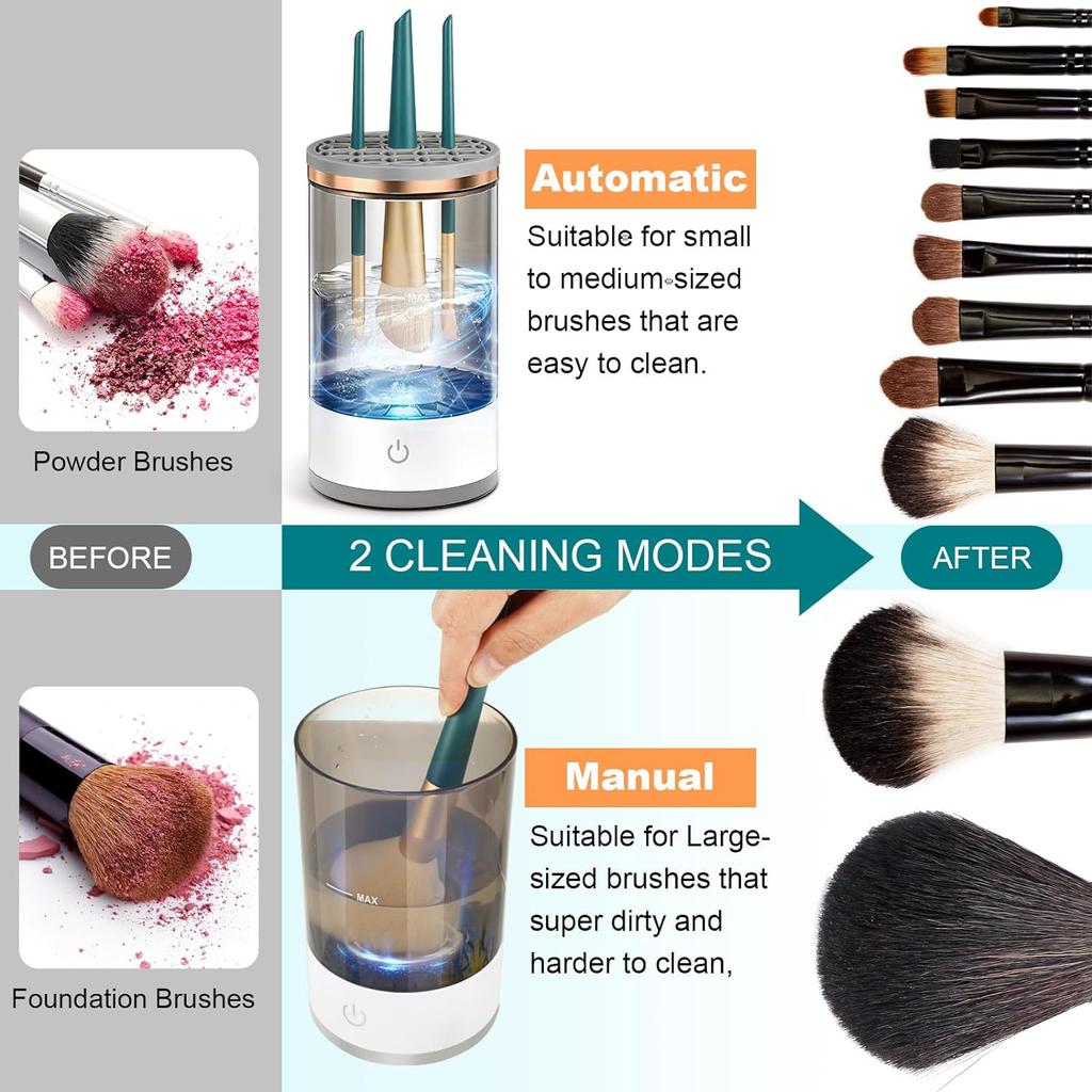 Makeup Brush Cleaner - Automatic Cosmetic Brush Cleaner for All Size Beauty Makeup Brushes Set