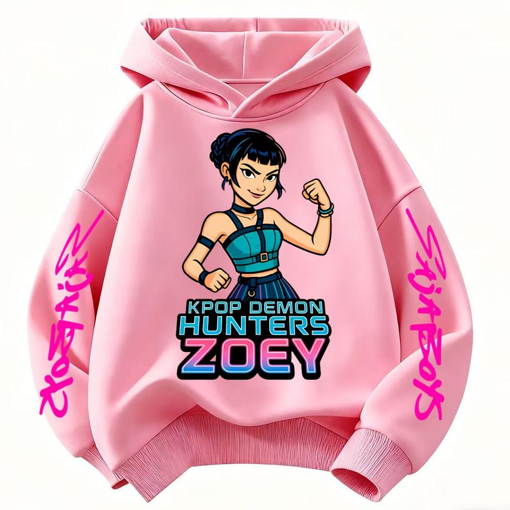 Cute Children's Clothes KPop Devil Hunter Fashion Print Casual Movie Girls Boys Winter Casual Woolen Hoodies