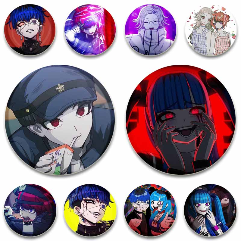 Anime Game Series The Hundred Line Last Defense Academy Badge Cartoon Round Brooch Pins on Backpack Hat Accessories Jewelry Gift
