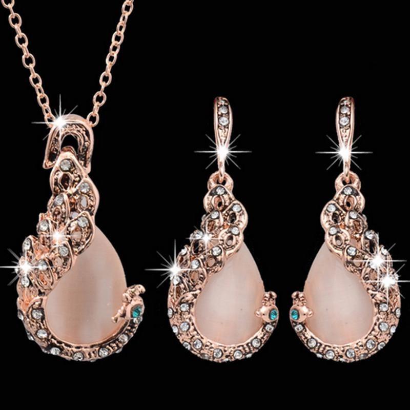 Timeless Women Crystal Jewelry Set With Stunning Peacock Design Necklace And Earrings For All