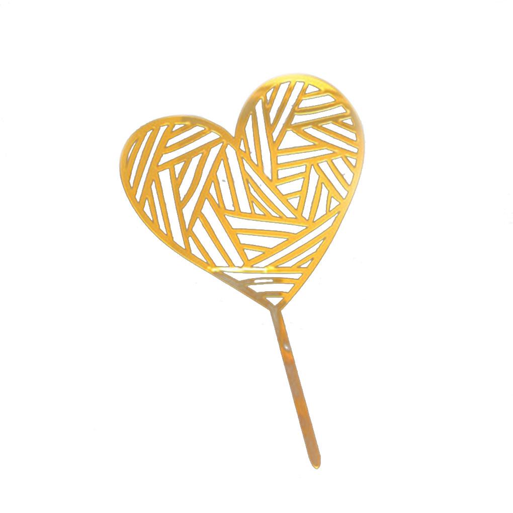Gold Acrylic Heart Collection Cake Topper Dessert Decoration Birthday Party Cupcake