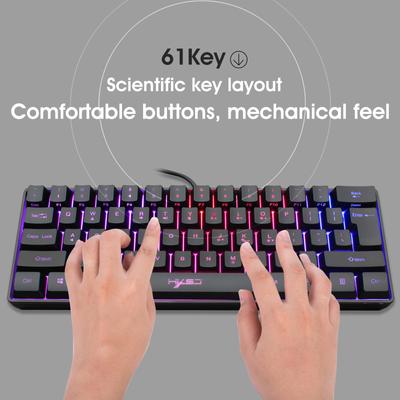 Mini-Tastatur, 61 Tasten, RGB-Beleuchtung, USB, kabelgebunden, Abs, Computer-Gaming-Tastatur