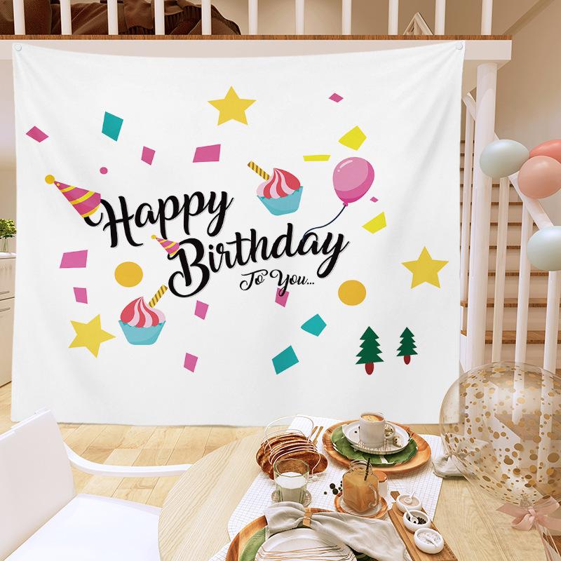 Birthday Party Decoration Tapestry Photo Background Cloth Ins Hanging Cloth Children's Meeting Scene Arrangement Background Wall Photo