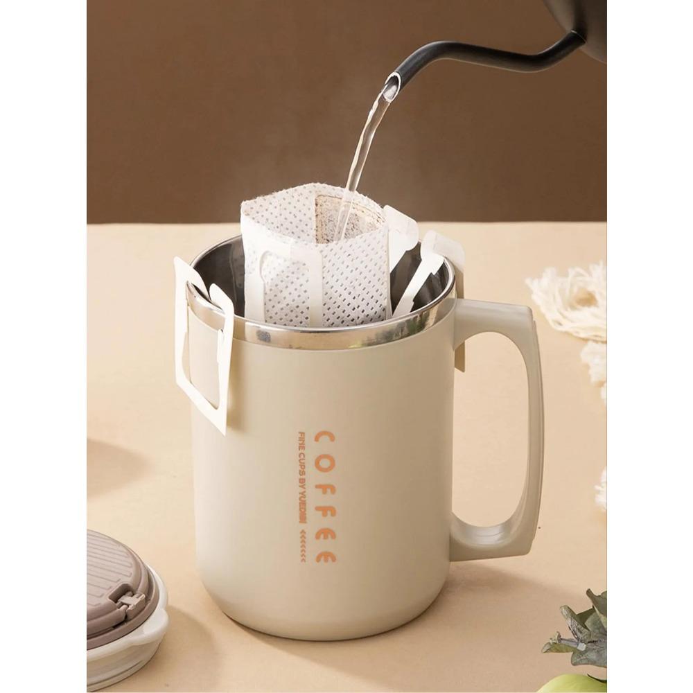 WORTHBUY 480ml 304 Stainless Steel Coffee Mug With Lid&Spoon&Straw,Insulated Coffee Cup For Student Adult Office Drinking Cup