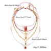5PCS/Set Fashionable Multi-Layer Starfish Drop Oil Square Fish Pendant Beaded Necklace for Women Colorful Choker Cool And Trendy