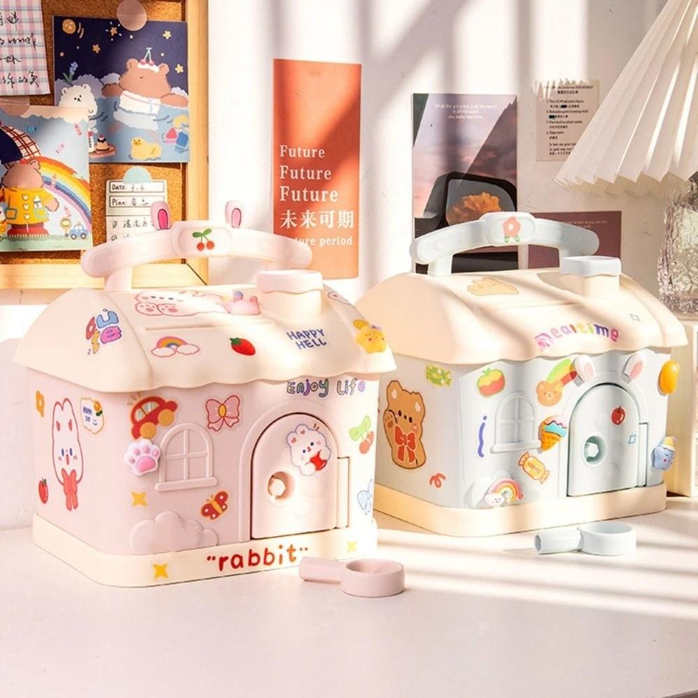 With Lock and Keys House Shape Piggy Bank House Shape Save Money Box Birthday Party