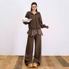 Retro Long Sleeve Hooded Jacket & Skirt Pants Set
