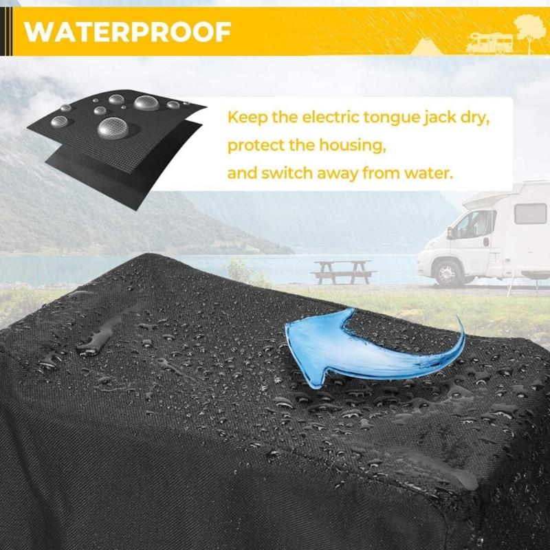 Trailer RV Electric Tongue Jack 600D Protective Cover Universal Camper Jack Cover Waterproof Trailer Accessories Black