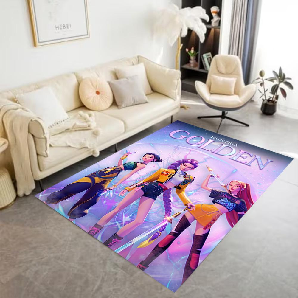 Huntrx: Neon Heroes Carpet Perfect for Dormitory Bedrooms Kitchen Balcony Anti-slip Rug Anime Office Decor Birthday/Christmas Gift