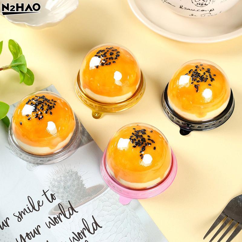 Einweg Runde Eigelb Knusprige Mondkuchen Box Quadratische Kunststoff Mondkuchen Kuppel Boxen Verpackung Dessert Mousse Schalen Behälter