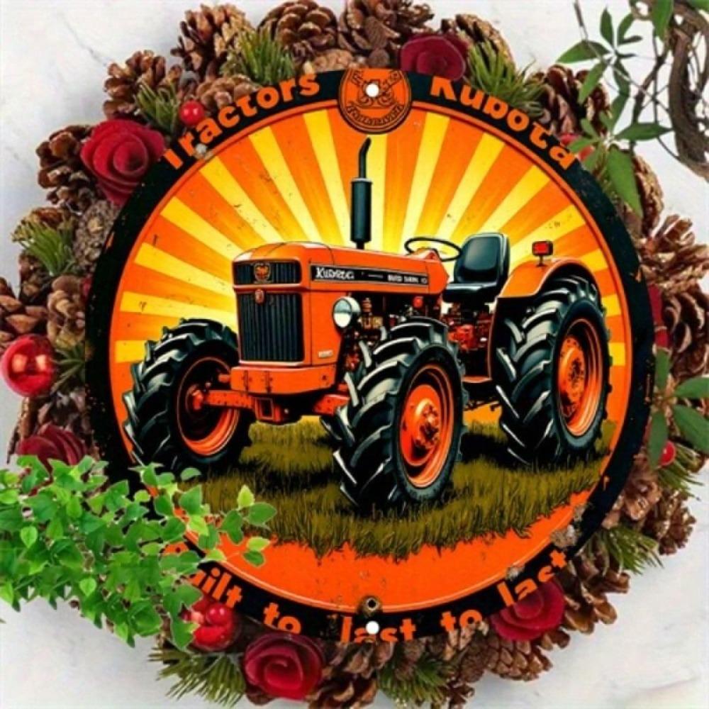 Vintage Red Tractor Metal Sign 20x20cm Retro Farm Wall Decor