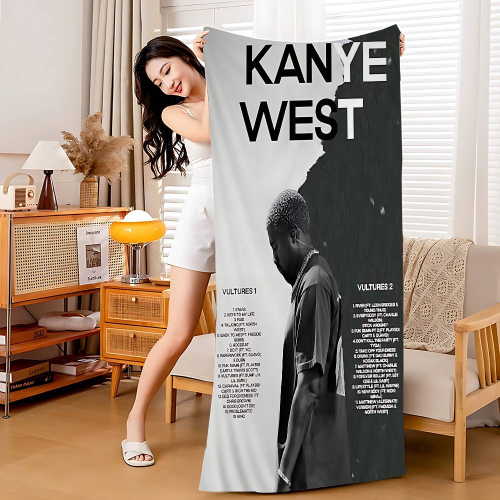 

1PC K-Kanye W-West Y-Ye Rapper Microfiber Beach Towel Absorbent Quick Dry Soft Yoga Swimming Resort Mountain Climbing Towel W30*H60(CM)