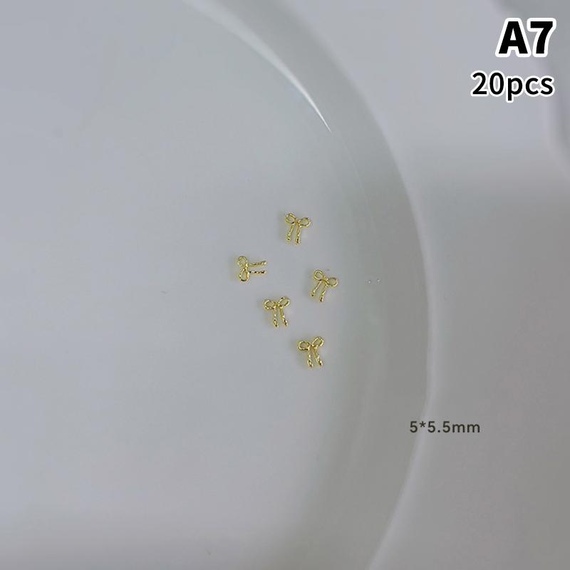 20 stuks Legering Lint Strik Nagel Charms Platte Achterkant Strikje Nagellak Decoraties Luxe Metaal Strikje Manicure