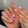 24Pcs Almond French Tip Press On Nails Nude With 3D Bowknot Design Reusable Stick On False Nails
