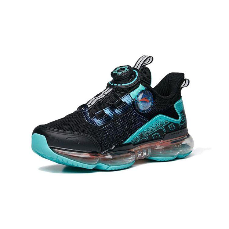 Anta Mesh Cushioning Shock Absorption Non-Slip Wear-Resistant Breathable Low-Top Running Shoes Kids sneaker Black Green 312235502-3
