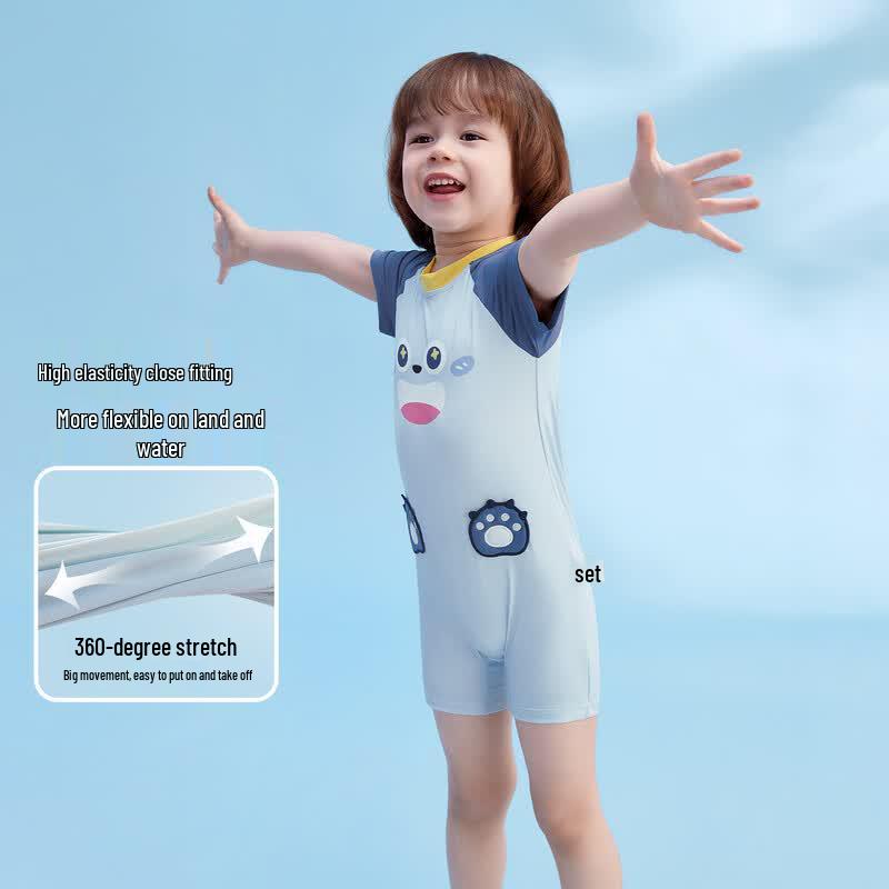 JELLYBABY Boys' Color Block One-Piece Swimsuit