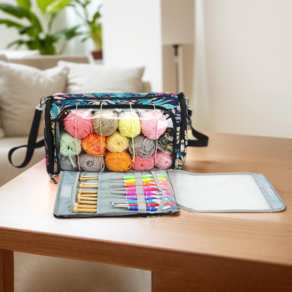 Knitting Yarn Organizer Multifunctional Crochet Yarn Tote Bag Oxford Cloth Knitting Project Storage Bag for Thread Sewing Tools