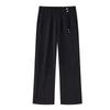 Mom's Summer 2026 Ice Silk High-Waisted Cropped Wide-Leg Pants for Women - Thin, Casual, Chinese Style.