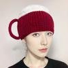 Trendy 3d Beer Cup Knitted Beanie Hat For Winter Warmth In Yellow Wine Red And Khaki