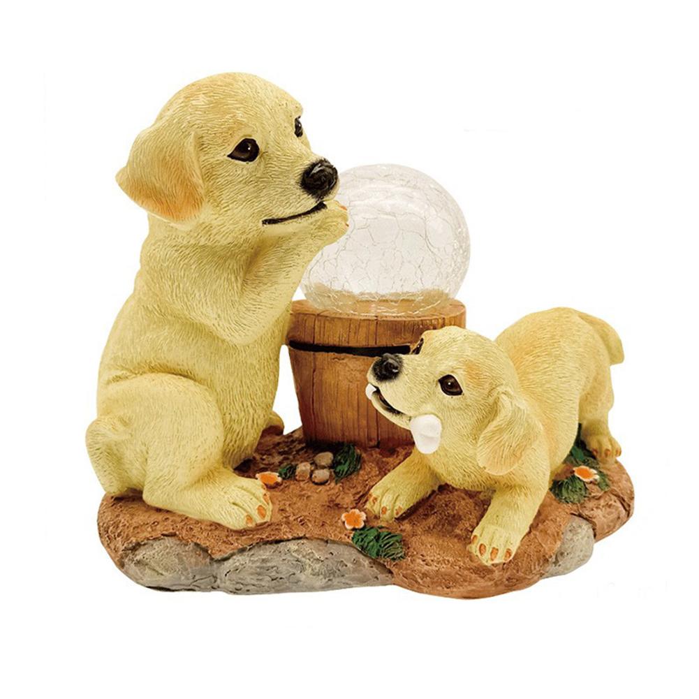 

Статуэтка щенка на солнечной батарее с глобусом, мини-скульптура щенка, креативная фигурка маленькой собаки, украшение для двора на открытом воздухе