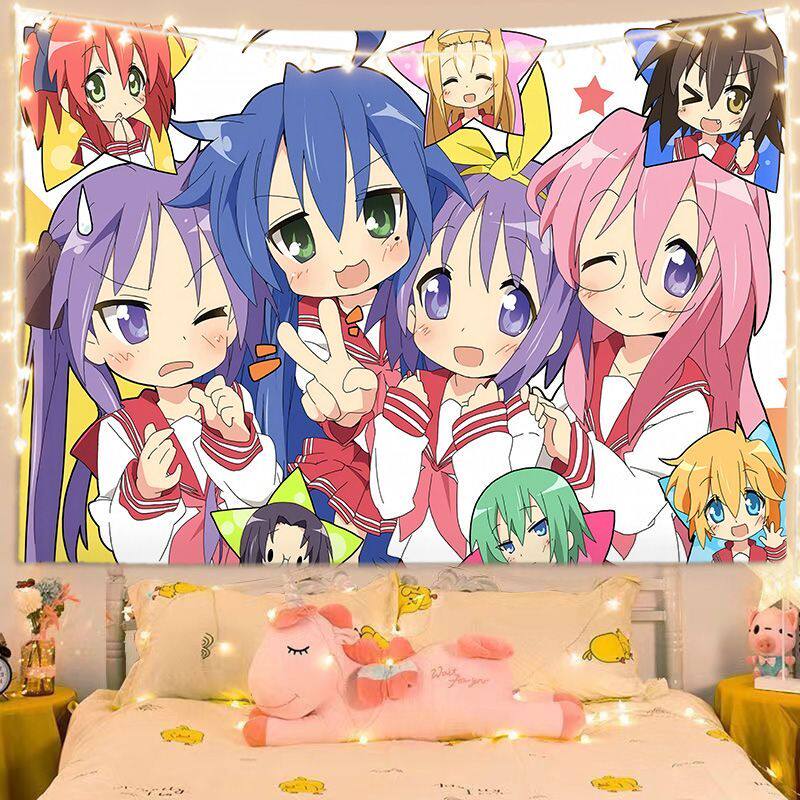 Lucky Star Anime Tapestry Wall Hanging for Bedroom Bedside Student Dorm Wall Decor