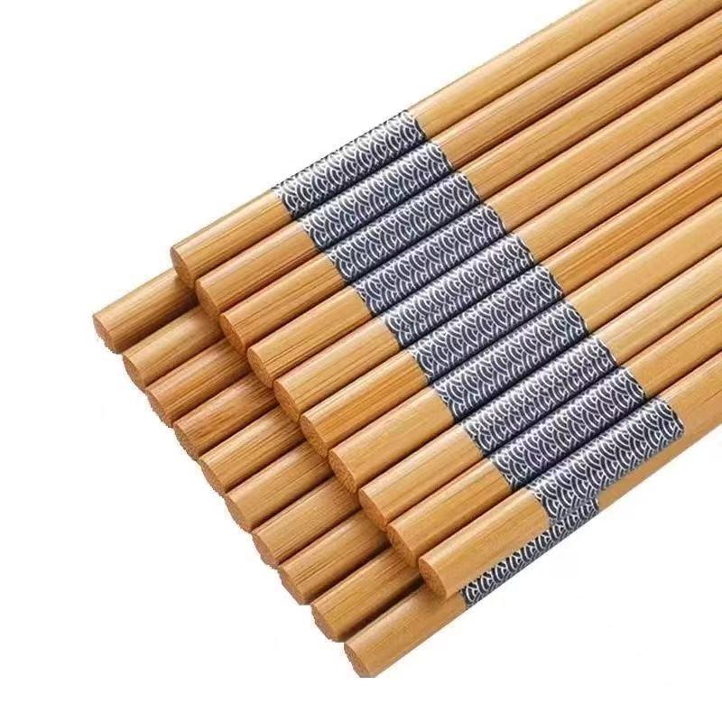 10 Paar Premium Bambusstäbchen mit blauer Kante Nördlicher Bambus Sicher Hohe Qualität Glatt Elegant Für Mahlzeiten Dekoration