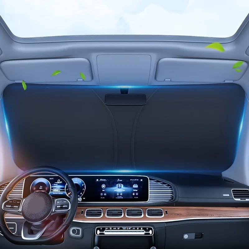 1pc Car Sun Shade, Summer Windshield Sunshade, Foldable Laser Sun Protector, Keeps Vehicle Cool, Interior Protection, UV Rays