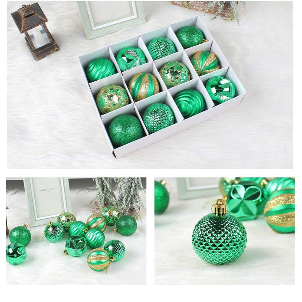 12PCS High-quality Plastic Christmas Ball Set 6CM 6 Colors Xmas Ornament Ball Suspensable Xmas Baubles Showcase