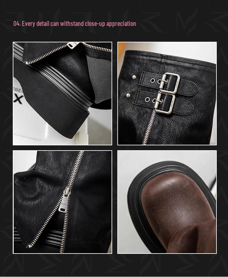 Women's 2025 Over-the-Knee Chunky Heel Riding Boots - Large Calf, Retro Thick Sole, Ruched Shaft, Knee-High Boots.