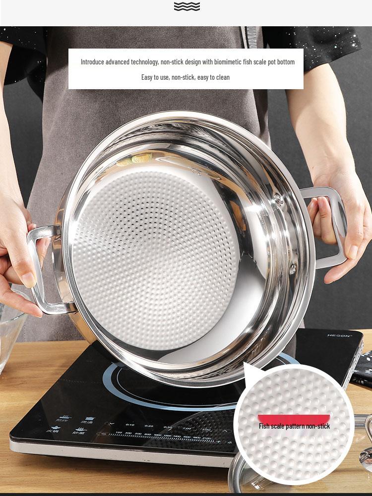 304 Stainless Steel Non-stick Stew Pot with Thickened Composite Bottom for Gas & Induction