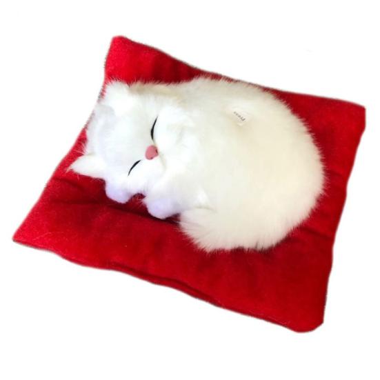

Детский реалистичный мяукающий звук кошки, спящей в гнезде, плюшевая игрушка с активированным углем, декор автомобиля белый