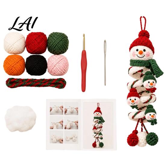 DIY Handmade Holiday Decorations Crochet Spiral Ornament Kit for Adults Beginners Christmas Craft Set Fun Winter Indoor Activities with Yarn Hook,