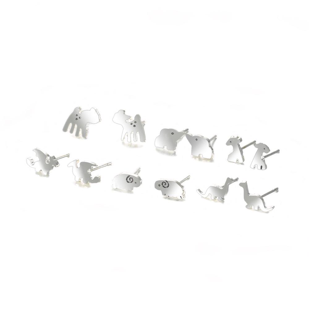 Exklusive Ohrstecker, Modisch Und Personalisiert Einfaches Dinosaurier, Schaf, Elefant 6 Paar Set Ohrstecker