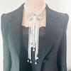 Light Luxury High-End Full Diamond Bow Pearl Tassel Necklace Banquet Runway Dress Accessories For Women Gift