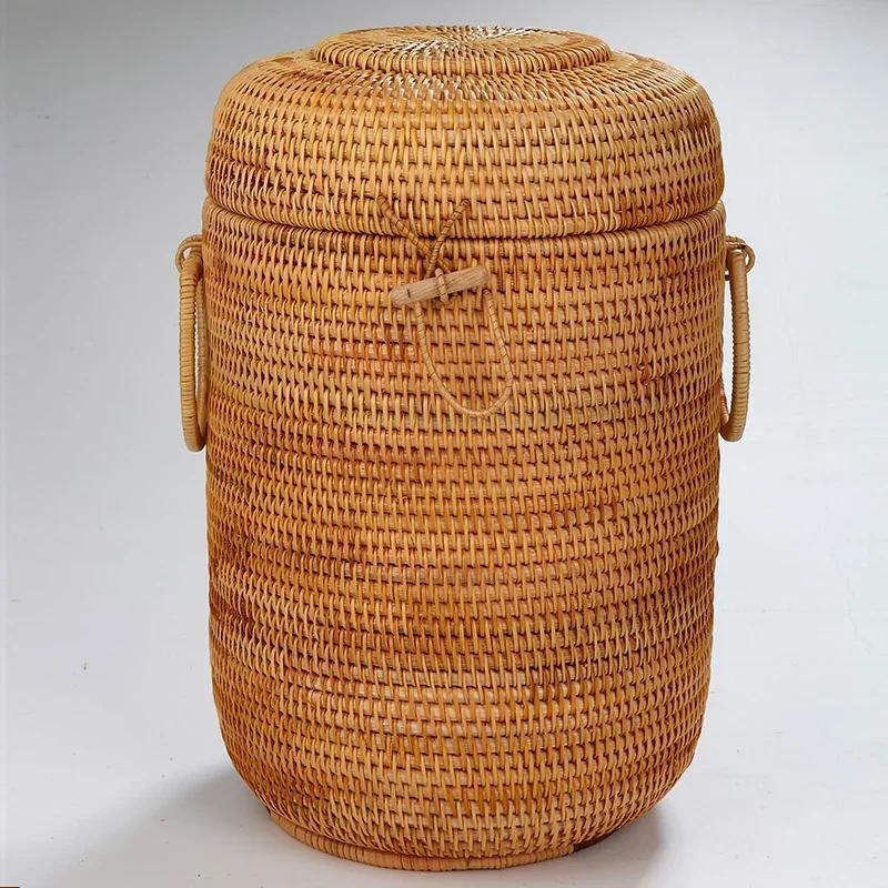 Multifunction Hand Woven Rattan Storage Basket Rattan Organizadores for Sundries Jewelry Tea Ornaments Food Storage Container 14280₽